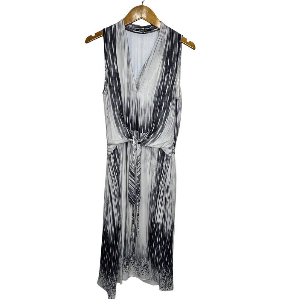 Kobi Halperin Sleeveless‎ Silk Midi Dress White/Black Size 8